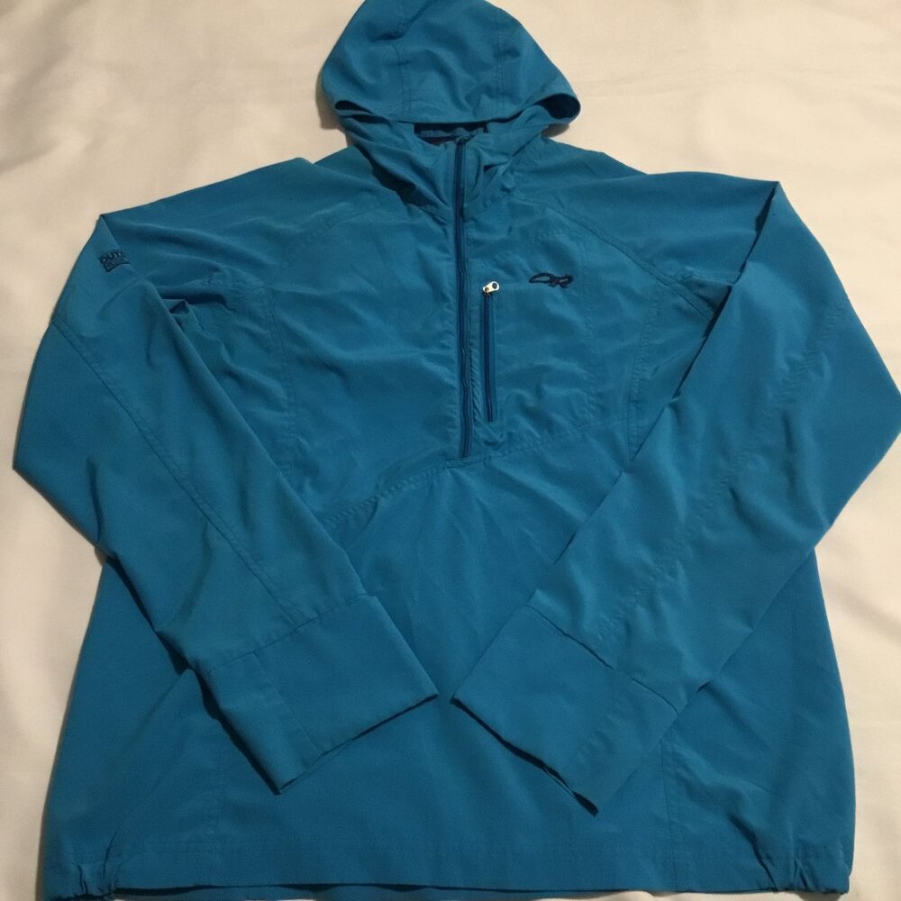 Outdoor Research Women's Large Hoodie Ultralight Pullover Jacket Aqua Green